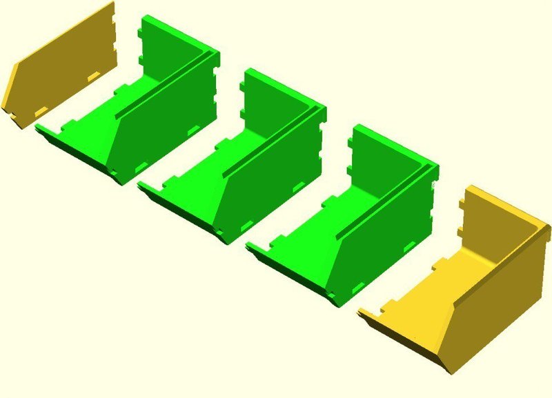 Side Stackable Component Bins / Louvre Panel Trays