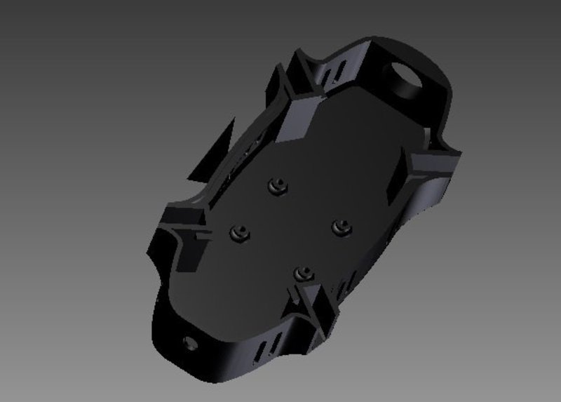 Modified lower frame with mounting points for flight controller