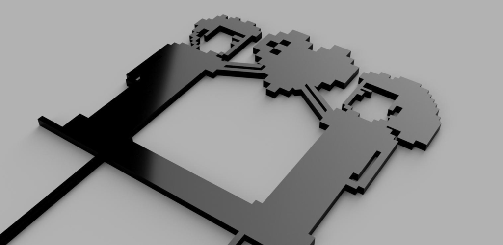 Pixel Weeding Cake Topper 3D Print 320011