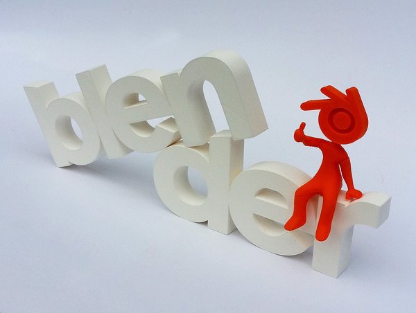Big letters logo Blender + Blender guy