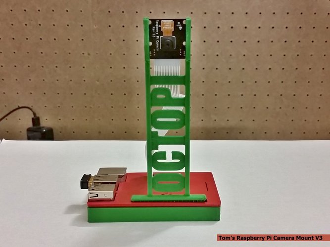 Tom's Raspberry Pi Camera Mount V3 + (optional) LED Mount V1 3D Print 33141