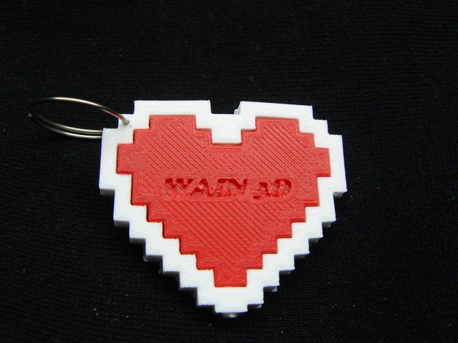 Pixel Heart Key chain 3D Print 33858