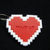 Small Pixel Heart Key chain 3D Printing 33858