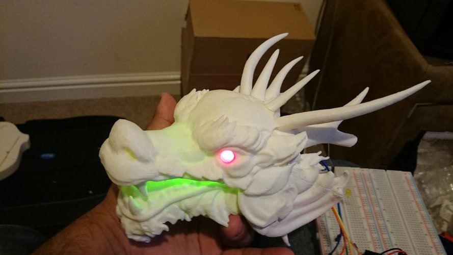 Dragon Head - With Glowing eyes and mouth 3D Print 34384