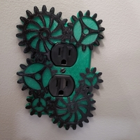Small Steampunk Electrical Outlet Cover - Gears 3D Printing 354695