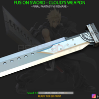Small Fusion Sword Cloud - Final Fantasy VII remake 3D Printing 355652
