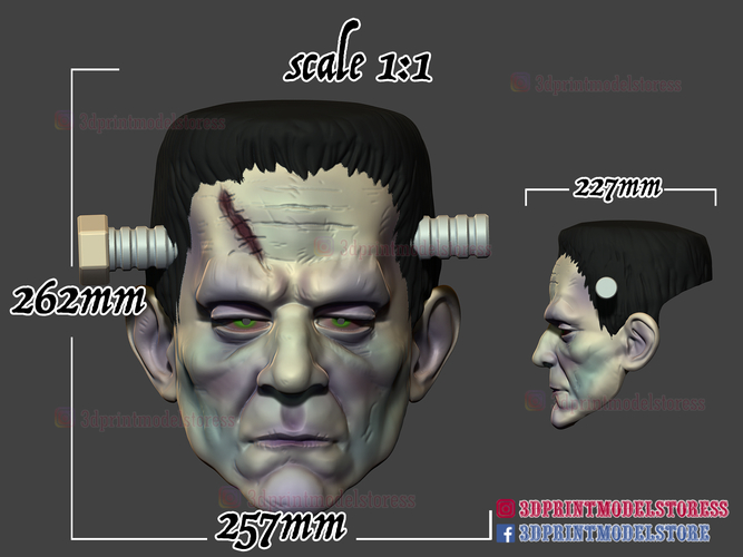 Frankenstein Cosplay Mask - Monster Halloween Helmet  3D Print 356420
