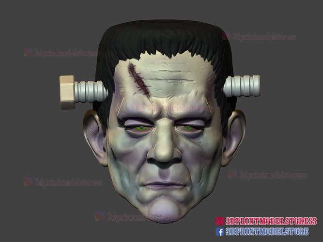 Frankenstein Cosplay Mask - Monster Halloween Helmet  3D Print 356421
