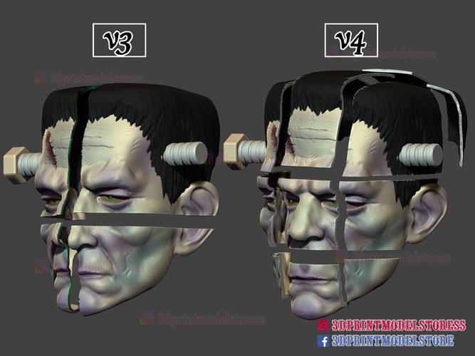 Frankenstein Cosplay Mask - Monster Halloween Helmet  3D Print 356432
