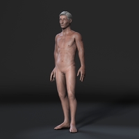 Animated Naked Old Man-Rigged 3d game character Low-poly - Thumbnail 1