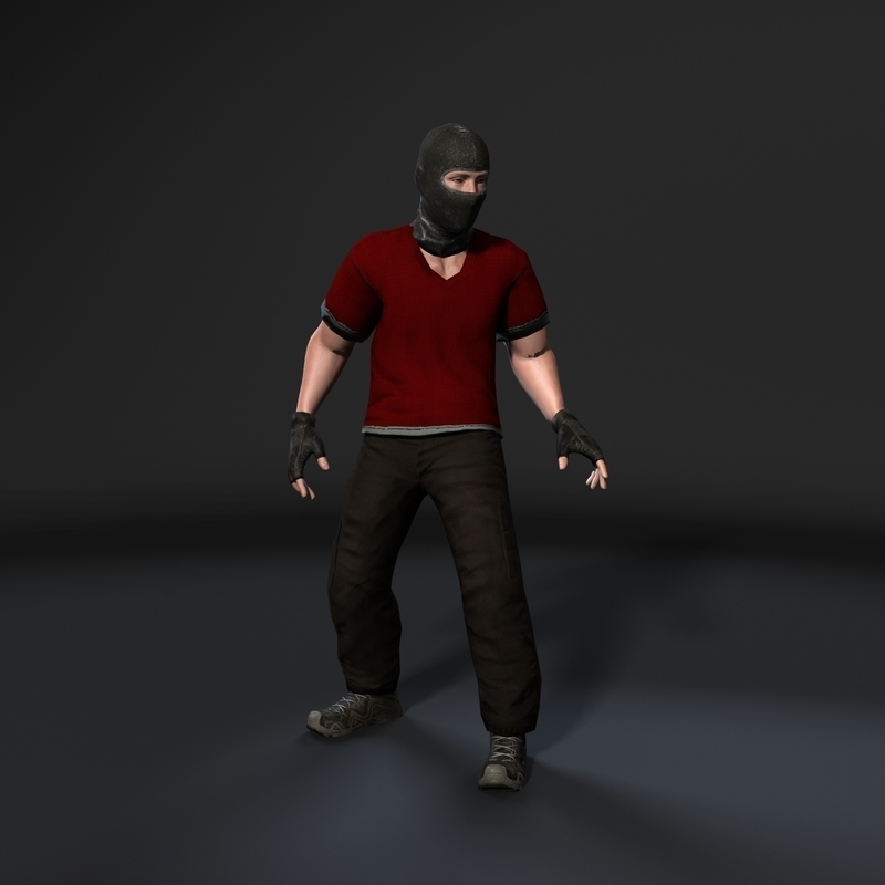 Animated Gang Man-Rigged 3d game character Low-poly 3D model 
