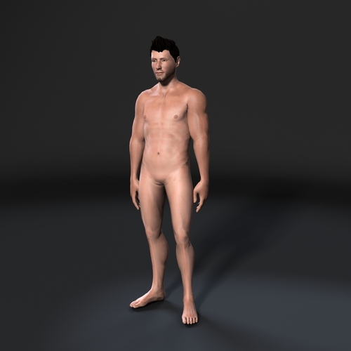 Animated Naked Man-Rigged 3d game character Low-poly 3D model