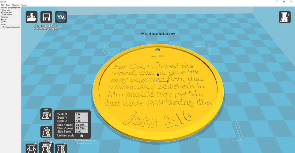 John 3:16 Medallion 3D Print 365680