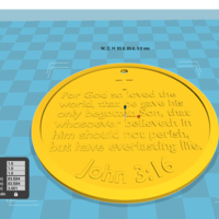 Small John 3:16 Medallion 3D Printing 365680