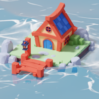 Small Animated House On A Small Island 3D Printing 366774