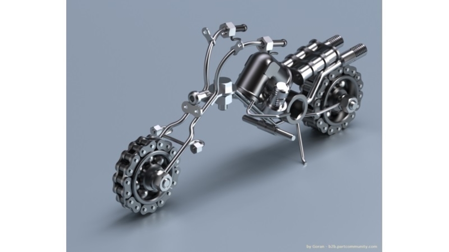 Motorcyce chopper mechanical figure 3D Print 367825