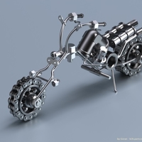 Small Motorcyce chopper mechanical figure 3D Printing 367825