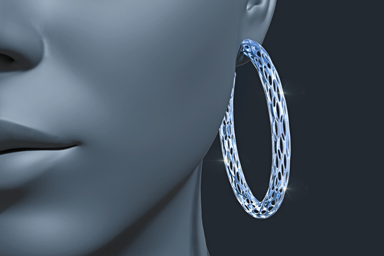 Futuristic Voronoi earrings for 3d printing 3D Print 369686