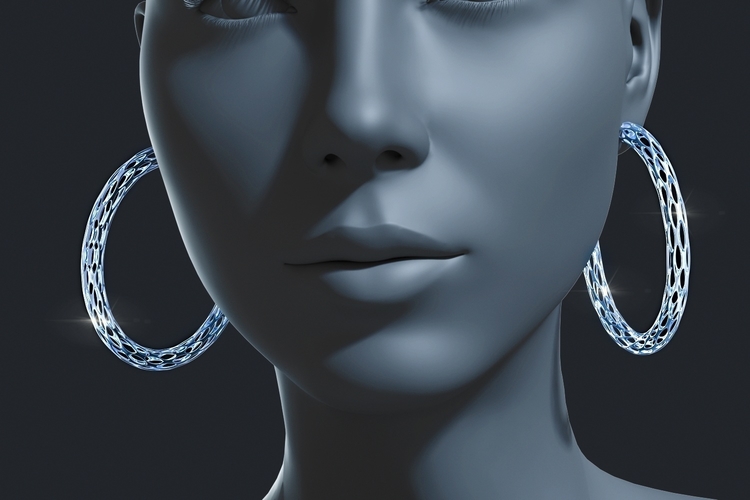 Futuristic Voronoi earrings for 3d printing 3D Print 369688