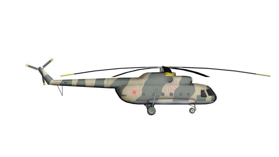 Mi-8 Russian Military Helicopter Free low-poly 3D model 3D Print 370825
