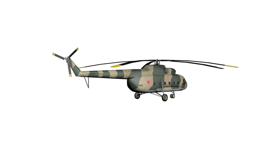 Mi-8 Russian Military Helicopter Free low-poly 3D model 3D Print 370826