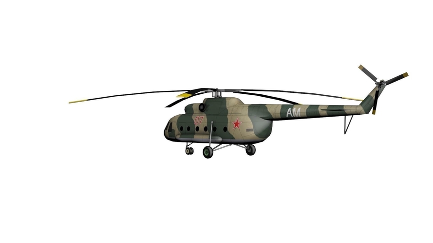 Mi-8 Russian Military Helicopter Free low-poly 3D model 3D Print 370828