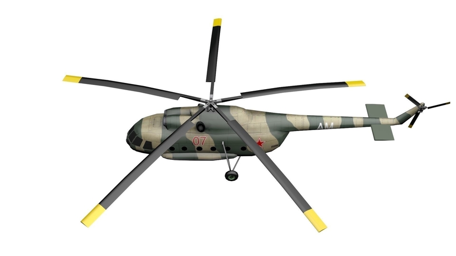 Mi-8 Russian Military Helicopter Free low-poly 3D model 3D Print 370829