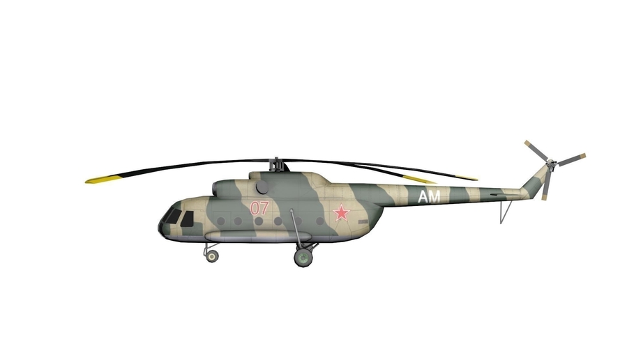 Mi-8 Russian Military Helicopter Free low-poly 3D model 3D Print 370830