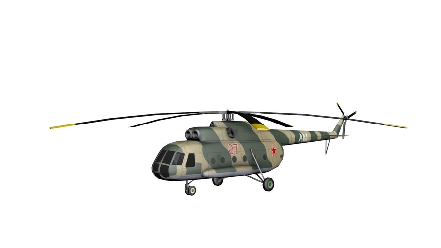 Mi-8 Russian Military Helicopter Free low-poly 3D model 3D Print 370831