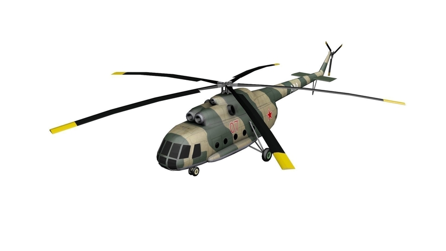Mi-8 Russian Military Helicopter Free low-poly 3D model