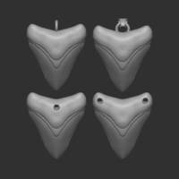 Small Megalodon tooth necklace pendant (4 variations) 3D Printing 371005
