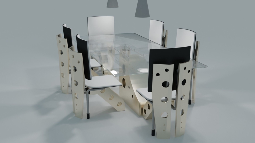 Futuristic table and chair 3D Print 371322