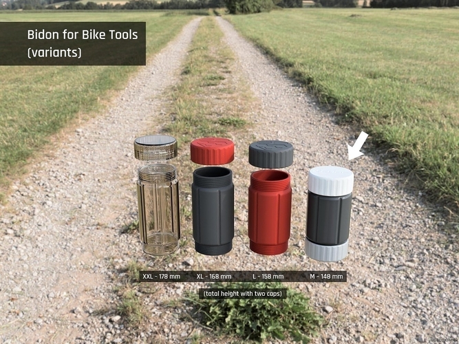 Bidon for Bike Tools + NEW: Cap extender 3D Print 371877