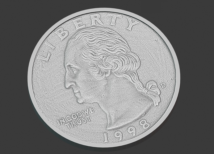 US Quarter Coin, 3D Scanned 3D Print 371946