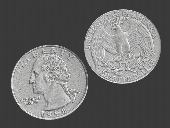 US Quarter Coin, 3D Scanned 3D Print 371947