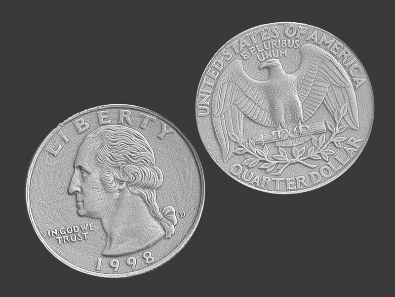 US Quarter Coin, 3D Scanned