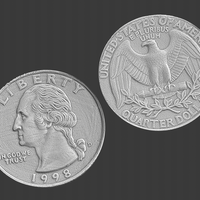 Small US Quarter Coin, 3D Scanned 3D Printing 371947