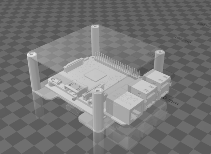 RaspBerry Pi Wall mount with 80mm fan support posts 3D Print 375705