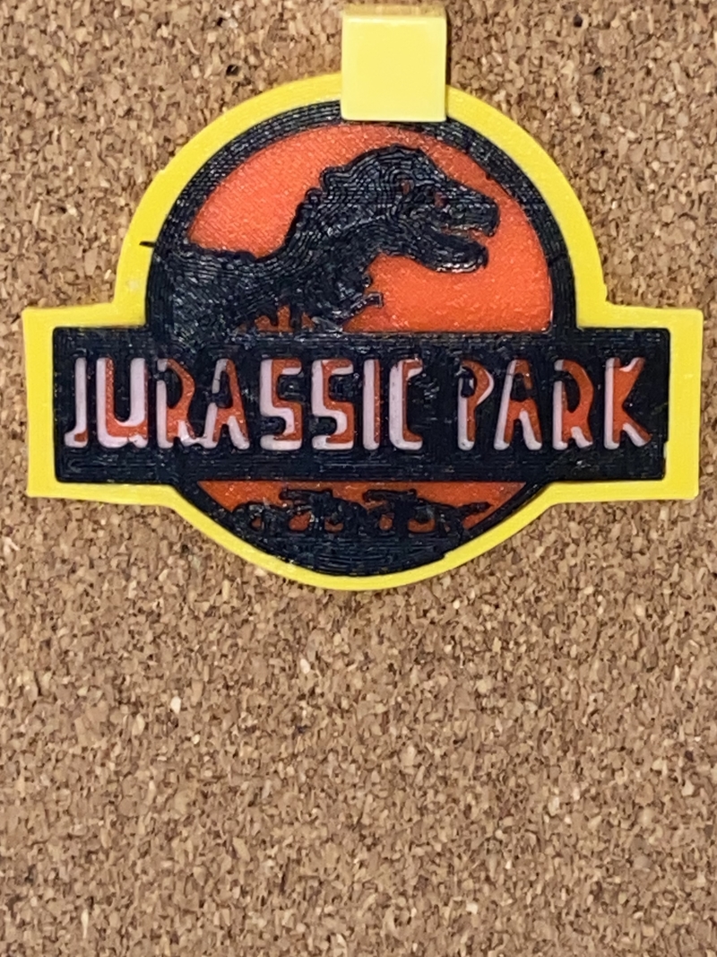 Jurassic Park logo in parts, with or without keychain