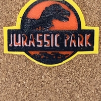 Small Jurassic Park logo in parts, with or without keychain 3D Printing 376278