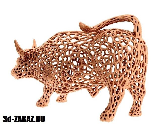 Charging Bull in stile Voronoi  3D Print 37635