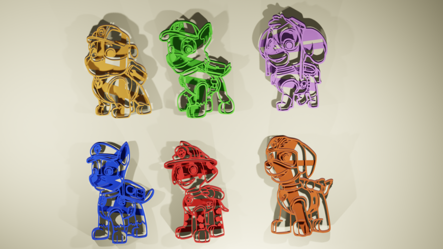 6 paw patrol cookie cutters cuerpo entero  3D Print 376608