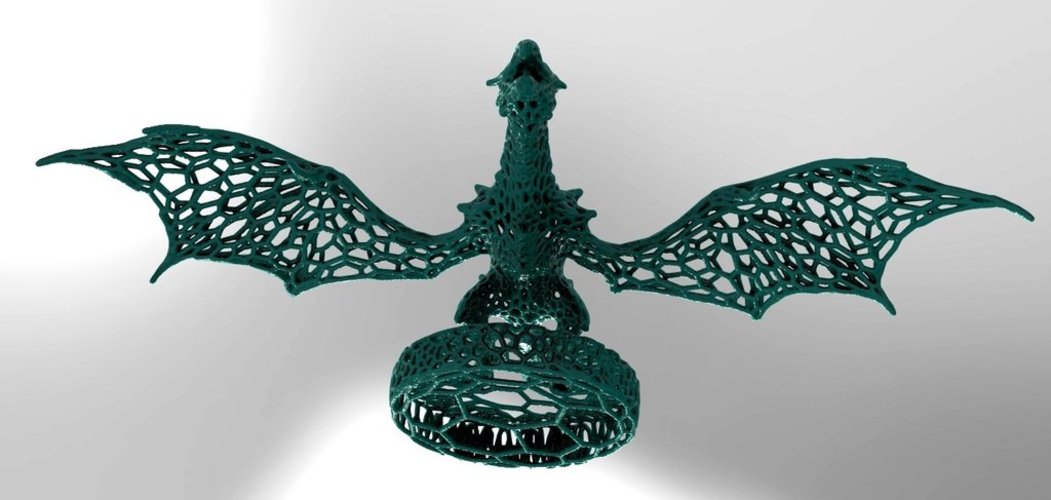 3D Printed Dragon with a circle in stile Voronoi by 3d