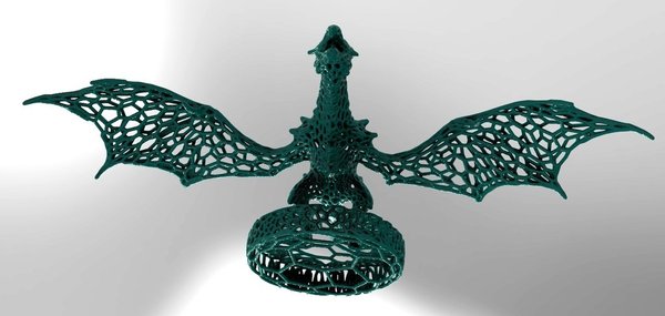 Dragon with a circle in stile Voronoi 