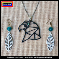 Small Feather Earrings and Eagle Pendant Set 3D Printing 376812