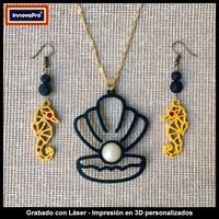 Seahorse Earrings and Shell Pendant Set - Thumbnail 4