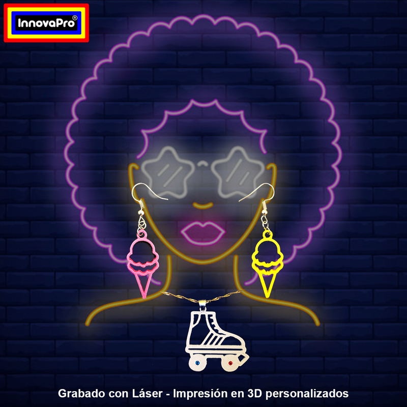 Ice cream Earrings and Roller Skate Pendant Set