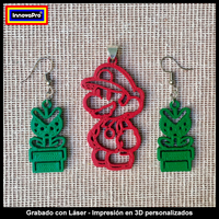Small Mario Bros Pendant and Piranha Plant earrings set 3D Printing 376873