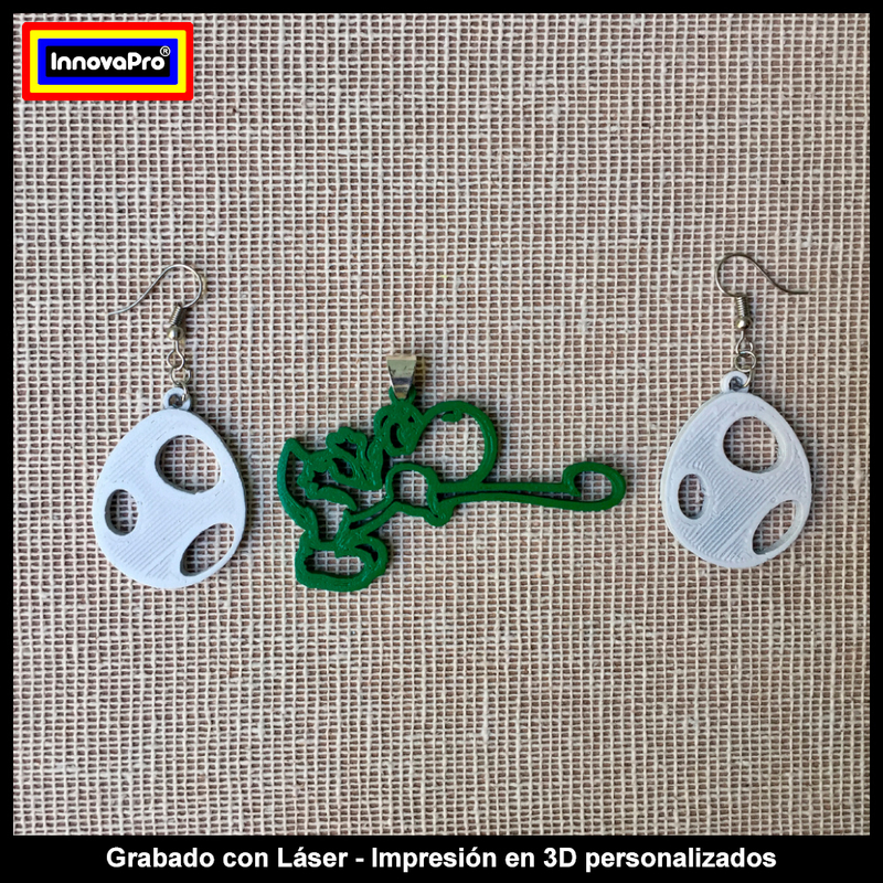 Yoshi Pendant and Egg Earring Set