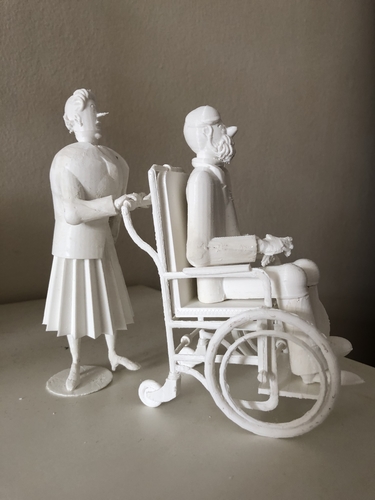 CAPTAIN HADDOCK IN A WHEELCHAIR, PUSHED BY BIANCA 3D Print 379072